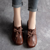 Handgemachte Retro Leder Low Heels